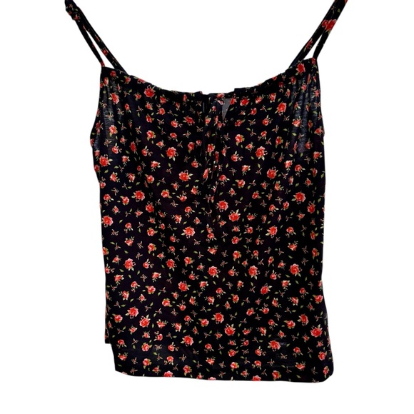 RoseSeek Floral Black Camisole Top Women’s Large w/ Adjustable Straps NWT - Picture 3 of 6
